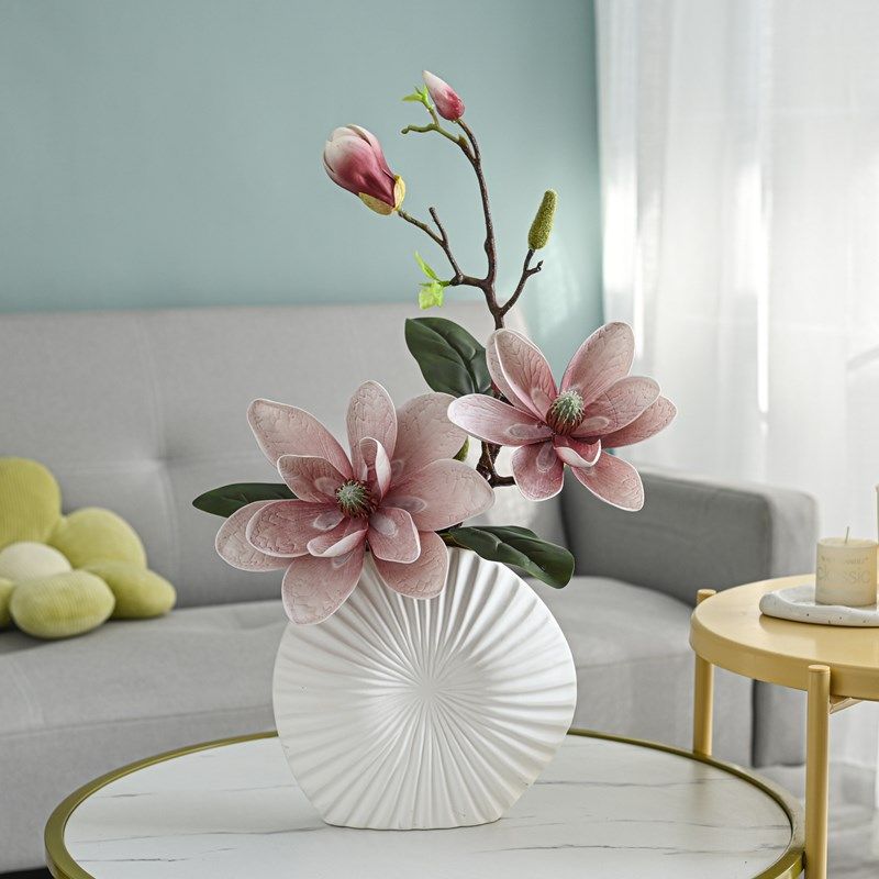 装饰花卉仿真花高档插花摆件花艺人造玉兰假花摆设客厅造景会议桌,家居饰品,仿真花/假花,淘宝优惠券,粉丝福利购,淘宝优惠卷