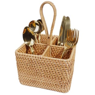 Natural rattan cutlery box, seasoning storage container藤编