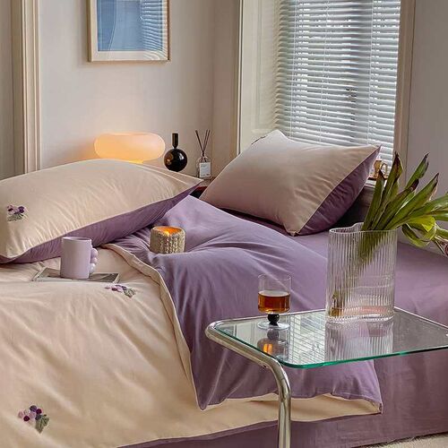 Cute Grape High-end 100 Cotton Sanding Four-piece Set Cotton