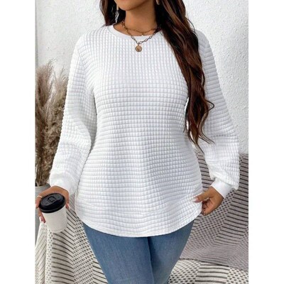 2024 New Casual Solid Color Block Plaid Pullover  Shirt With