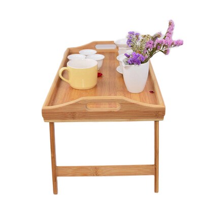 Portable Bamboo Wood Bed Tray Breakfast Laptop Desk Tea Food