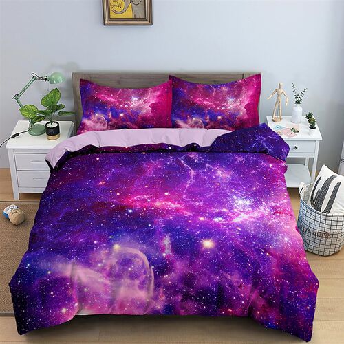 3D Galaxy Duvet Cover Set Single Double Twin Queen 2/3pcs Be