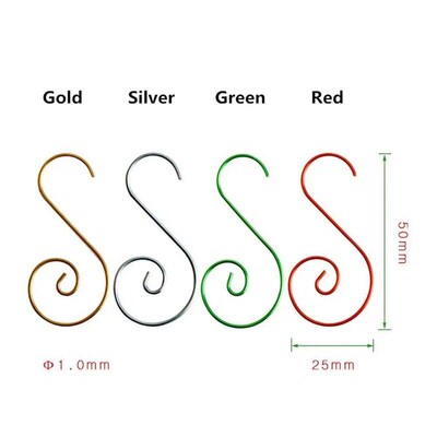 20Pcs S Shaped Metal Hook Xmas Tree Hook Hanging Pendants Ch