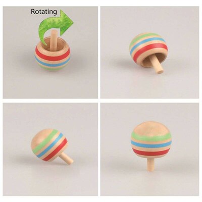 6Pcs Rotary Gyro Wooden Spinning Tops Magic Finger Gyro Inte