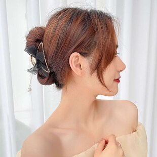 Tassel Hea Hairpin Back Clip Grab Hair Disc Womens Bow Mesh