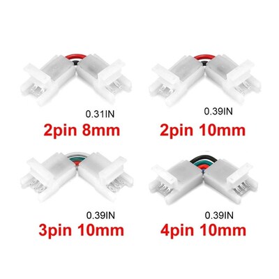 10 Packs 2/3/4 Pin 8/10mm LED Strip Connectors ?L Shape Sol