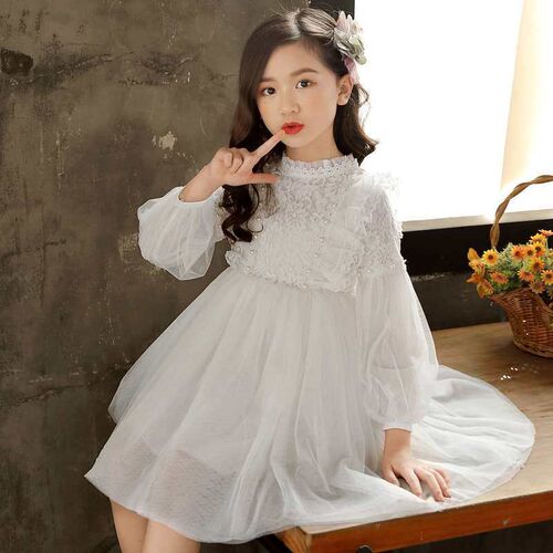 Girls Dress for Spring and Summer Big Childrens Puff Sleev