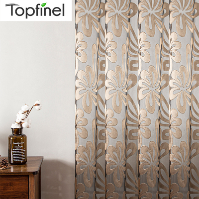 Sheer Curtains Geometric Window Tulle Curtains Jacquard Curt