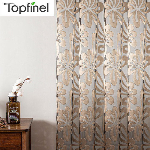 Sheer Curtains Geometric Window Tulle Curtains Jacquard Curt