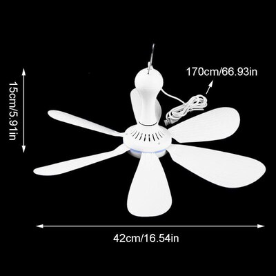 Silent 6-blade USB powered ceiling fan 4-speed hanging fan f