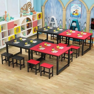 学生儿童绘画桌幼儿园桌椅装美术教室桌子长条画室桌子