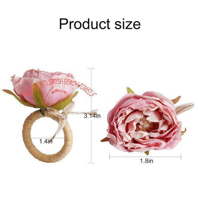 12PACK Pink Peony Flower Napkin Ring粉色花朵餐巾扣西餐口布圈