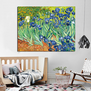 欧式风景向日葵花卉无框画凡高装饰画 梵高杏花油画 高清星空挂画