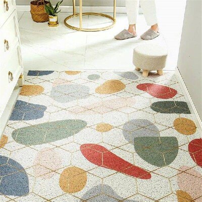 Entrance Floor Mat Family Cuttable Silk Circle Carpet