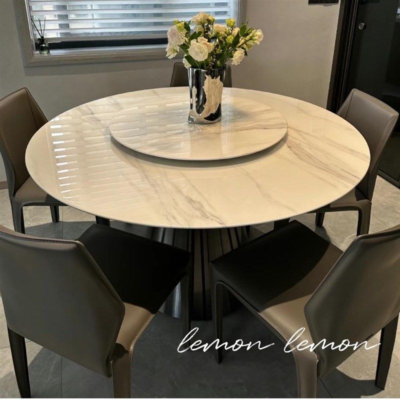 爵士白天然大理石餐桌高端意式圆桌椅圆形奢石桌子饭桌,住宅家具,大理石餐桌,淘宝优惠券,粉丝福利购,淘宝优惠卷