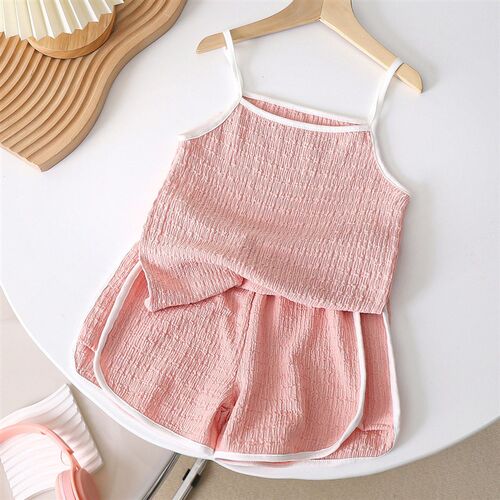Girls Summer Suit 2023 Kids Short Sleeve Top +shorts Trouser
