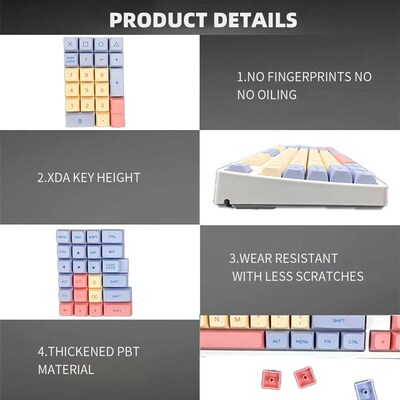 Marshmallow 132 Keys Keycaps PBT Dye Sublimation XDA Profile