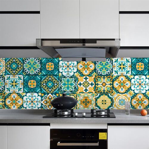 20pcs PVC Waterproof Retro Pattern Tile Floor Stair Sticker