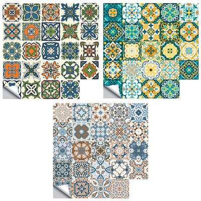 20pcs PVC Waterproof Retro Pattern Tile Floor Stair Sticker
