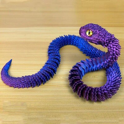 3D Printed Snake Movable Joint Fidget Toy Figurine Simulatio