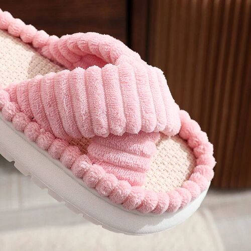 2023 Autumn Winter New Women Home Slippers Open-Toe Cross Ba