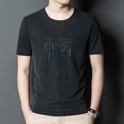 Mens Short-sleeved Chinese Character Personalized Loose ten