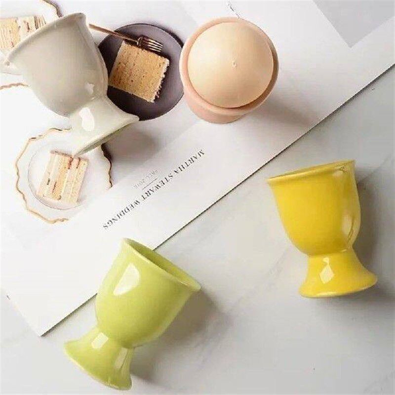 Candy Color Ceramic Egg Cup Breakfast Tool Eggs Supplies