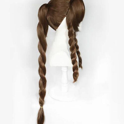 FF VII  Remake Aerith Gainsborough Brown Braid Long Cosplay