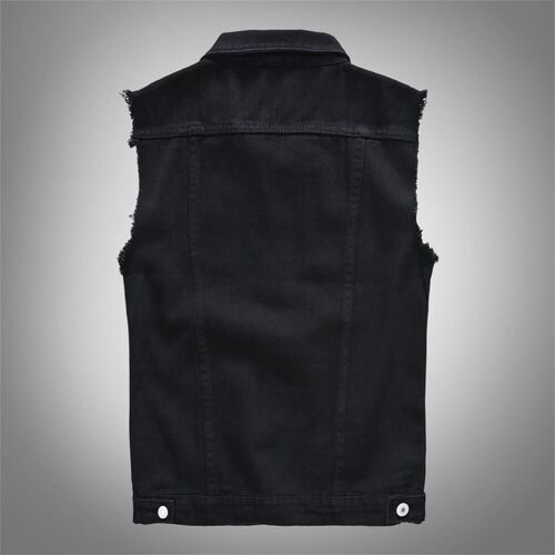 Trend Mens Spring, Summer And Autumn Denim Vest Black Cool