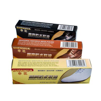 Black, colorless, and brown solid leather shoe care oil for