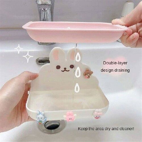 Cute Soap Box Wall-mounted Double Layer Not Easy To Corrode