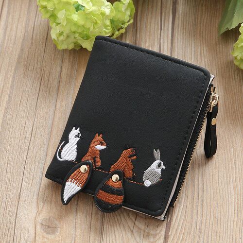 High quality Womens Wallet Lovely Cartoon Animals Short Lea