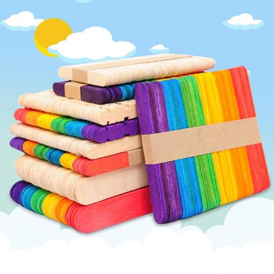 Popsicle Sticks 50Pcs Wooden Craft Ice Cream Stick Ice Lolly