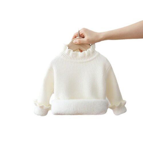 One-piece Velvet Girls Sweater With Velvet Inner Ear And Ch