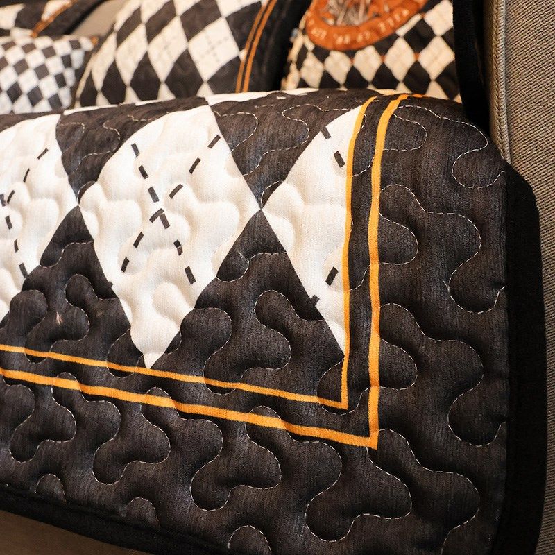 枕西湖 棋盘沙发垫子四季通用防滑现代摩登沙发罩盖巾靠背垫,居家布艺,沙发垫,淘宝优惠券,粉丝福利购,淘宝优惠卷