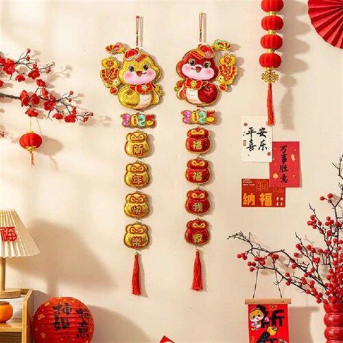 Sequins Year of The Snake Pendant with Tassel Glitter Snake