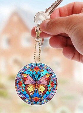 6Pcs Diamond Art Keychain Double Sided Cartoon Diamond Art