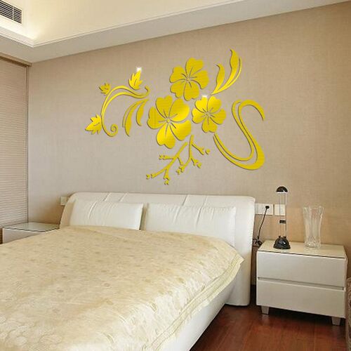 780*600mm Acrylic Sticker Mirror Effect Wall Stickers Flowe