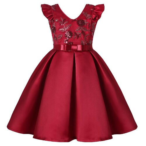 Girl Flower Sequins Christmas Dress for Kids Birthday Prince