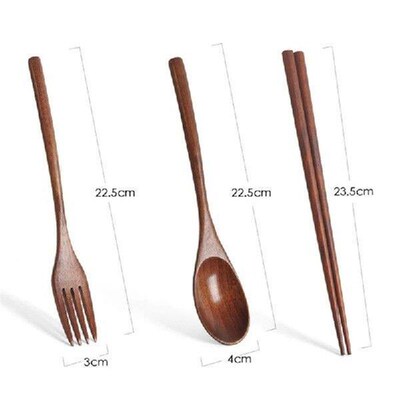 Wooden Cutlery Set Portable Eco Friendly Reusable Flatware