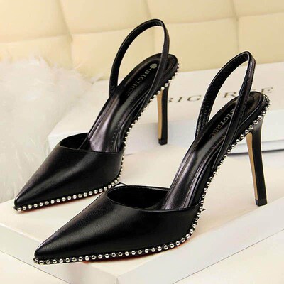 Shoes Rivet High Heels Woman Pumps Pu Leather Women Heels 9c