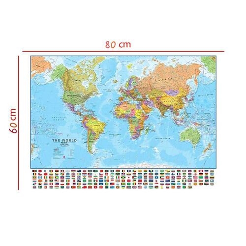 60x80cm The World Political Physical Map Foldable No-fading