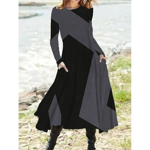 Ethnic Style Vintage Fashion Dress Women Autumn Winter Long