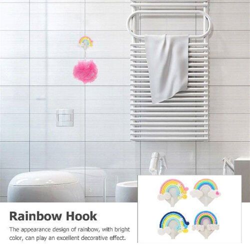 4 Pcs Rainbow Heart Hook Non-punch Design Decorative