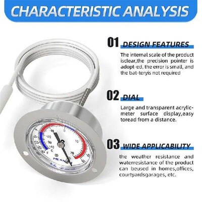 VEHO-Vapor Capillary Refrigeration Thermometer,2 Inch Dial,