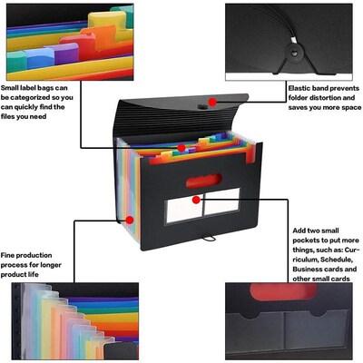 Expanding File Folder 12 Pockets File Organizer Filing Box