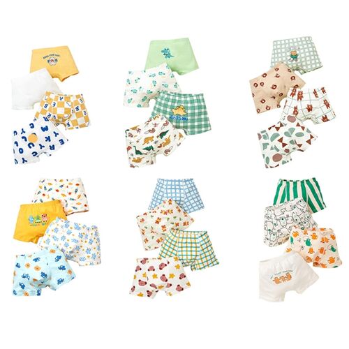 4Pcs Kid Boys Underwear Cartoon Children Shorts Panties Cott