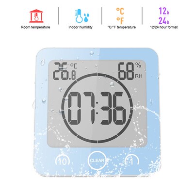 LCD Bathroom Wall Clock Shower Clocks Timer Digital Waterpro