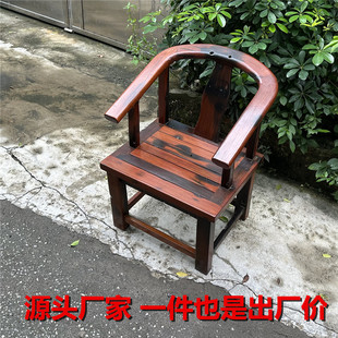 老船木靠背椅实木主人椅中式餐椅围椅圈椅休闲椅扶手椅实木椅客椅