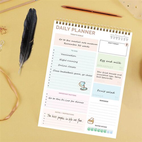 English Daily Plan Coil Book A4 Note Book Simple Up-turn Sel